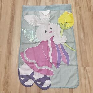 Angel Easter Bunny Tulip Garden Decorative House Garden Flag Banner Double Sided